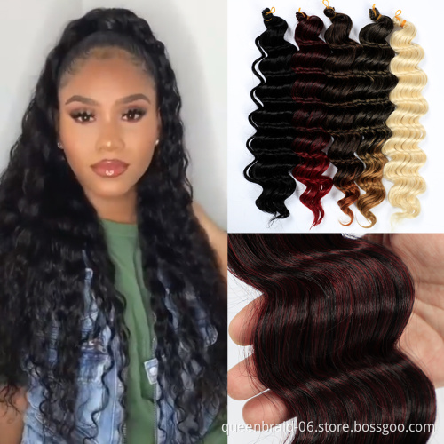 Cheap Wholesale Synthetic Deep Wave Bulk Hair Crochet Braiding 20inch Synthetic Weave Hair For Black Women